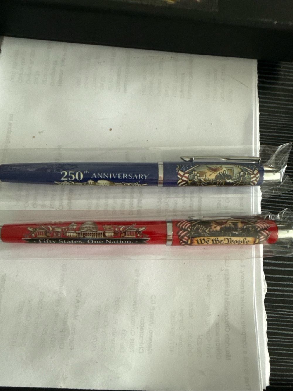 Commemorative "We The People" 250th Anniversary Pen Set - Red & Blue - Picture 2 of 2